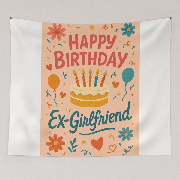 Item preview, Happy Birthday Ex-Girlfriend – Floral and Cake Confetti Card designed and sold by Places On Earth.