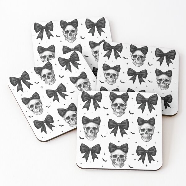 Item preview, Gothic Skull and Black Bow Repeating Pattern designed and sold by ArtfulWeave.