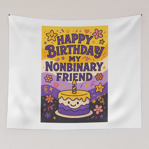Item preview,  Happy Birthday My Non-Binary Friend – Yellow and Purple Celebration designed and sold by Aryabek.