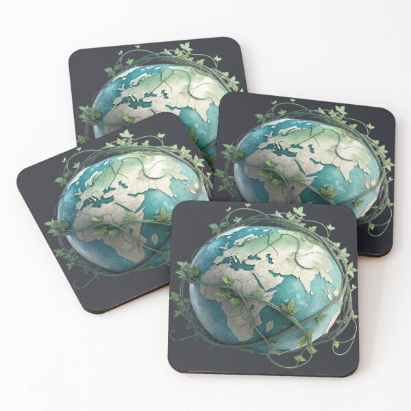 Item preview, Earth globe entwined with vines, symbolizing environmental awareness and global sustainability, perfect for ecological campaigns and conservation efforts designed and sold by Ag49D.