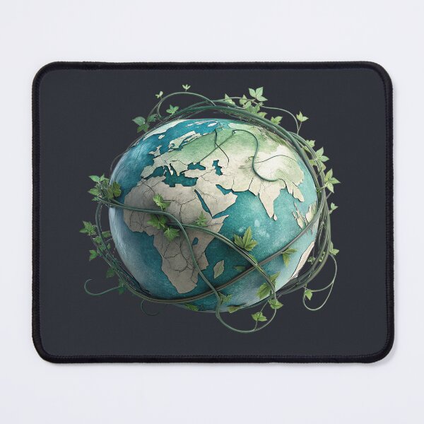 Item preview, Earth globe entwined with vines, symbolizing environmental awareness and global sustainability, perfect for ecological campaigns and conservation efforts designed and sold by Ag49D.