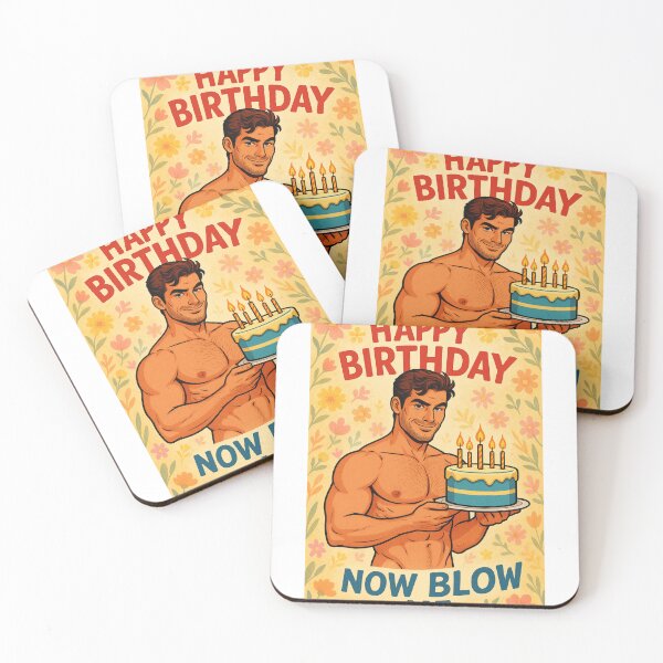 Item preview,  Happy Birthday Now Blow Me – Cheeky Cake and Muscles Gay designed and sold by Aryabek.