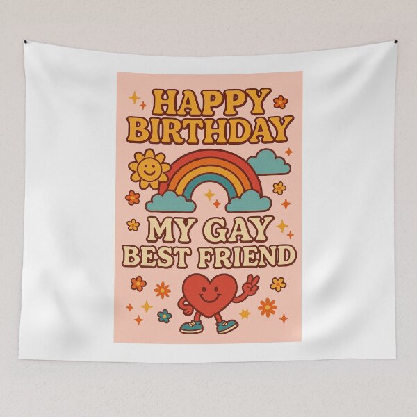 Item preview, Happy Birthday My Gay Best Friend – Rainbow and Groovy Love designed and sold by Aryabek.