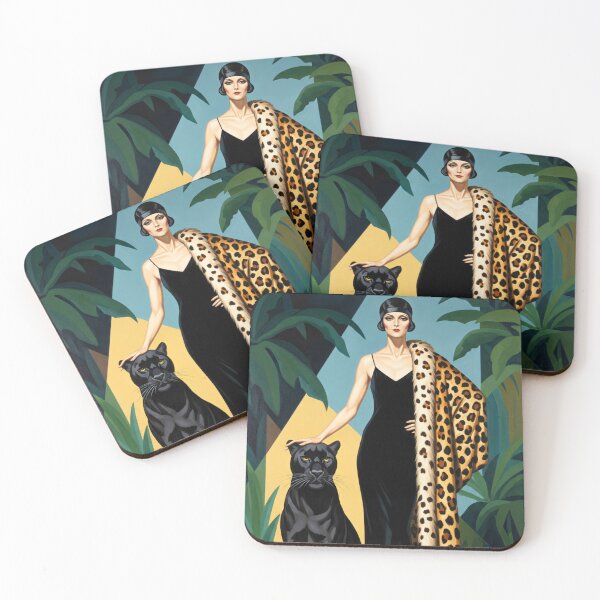 Item preview, The Lady and the Leopard - Original Art Deco Artwork designed and sold by elektronen.