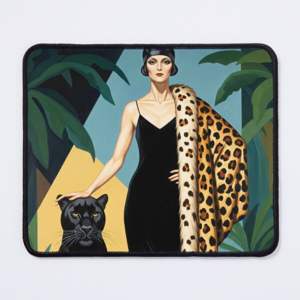 Item preview, The Lady and the Leopard - Original Art Deco Artwork designed and sold by elektronen.