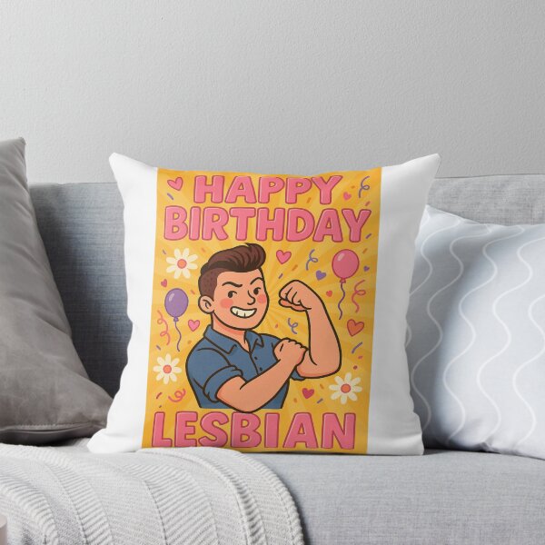 Item preview, Happy Birthday Lesbian – Confident Butch with Balloons and Flowers designed and sold by Aryabek.