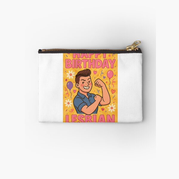 Item preview, Happy Birthday Lesbian – Confident Butch with Balloons and Flowers designed and sold by Aryabek.