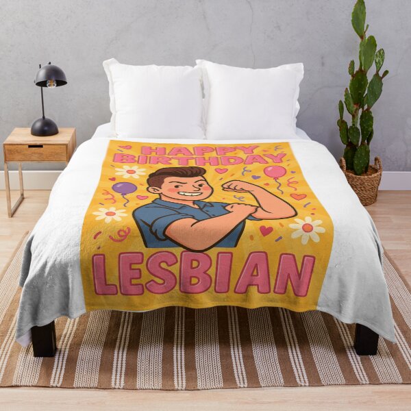 Item preview, Happy Birthday Lesbian – Confident Butch with Balloons and Flowers designed and sold by Aryabek.