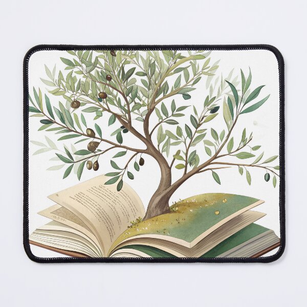 Item preview, Enchanting olive tree sprouting from a storybook, representing knowledge, growth, and the magic of learning for educational resources and creative projects designed and sold by Ag49D.