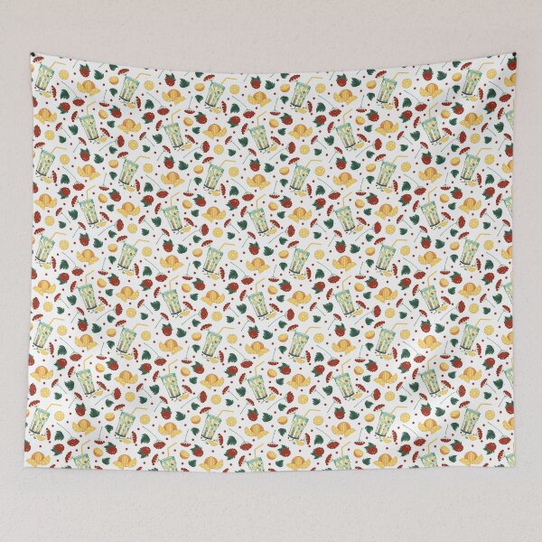 Item preview, Fall-Inspired Seamless Pattern with Viburnum Berries, Orange Slices, and Hot Tea with Rosehip, Anise, and Mint designed and sold by KosaUA.