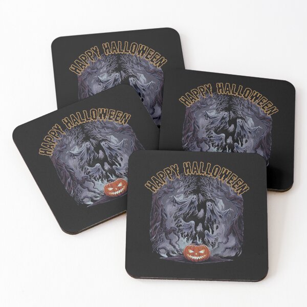 Item preview, Happy Halloween – Haunted Ghosts and Jack‑O’-Lantern in Spooky Forest designed and sold by Ambient Mind Design.