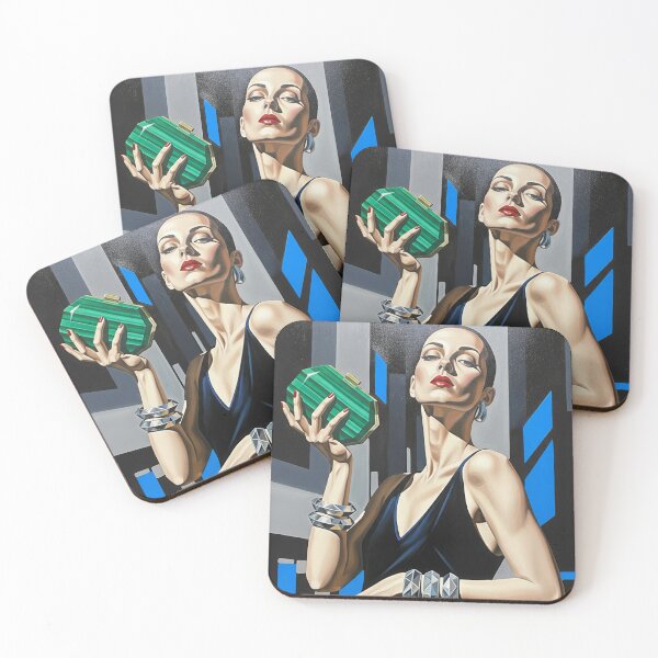 Item preview, Girl with the Green Clutch - Original Art Deco Artwork designed and sold by elektronen.