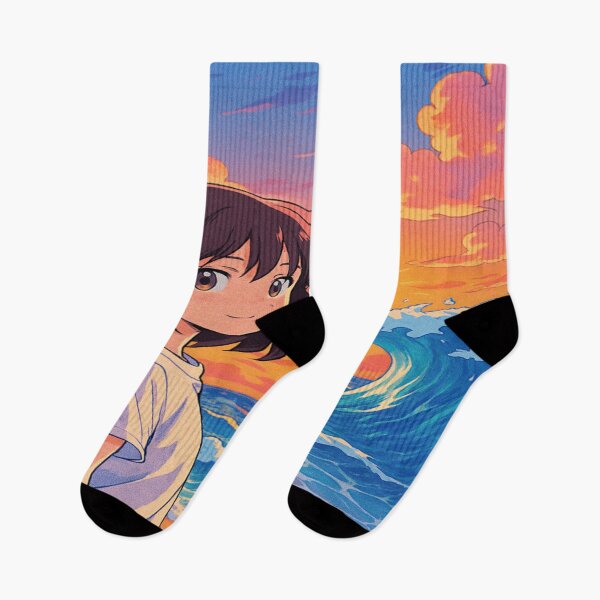 Item preview, Manga Beach — Sunset in Cel-Shaded Waves designed and sold by ZeMa-JA.