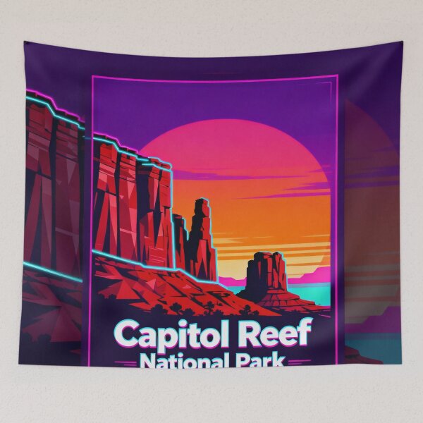 Item preview, Capitol Reef National Park Synthwave Sunset Poster designed and sold by TrendSh0p.