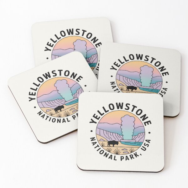 Aperçu de l'œuvre Autocollant de badge Artline pastel minimaliste Yellowstone créée et vendue par Horizon Tales.
