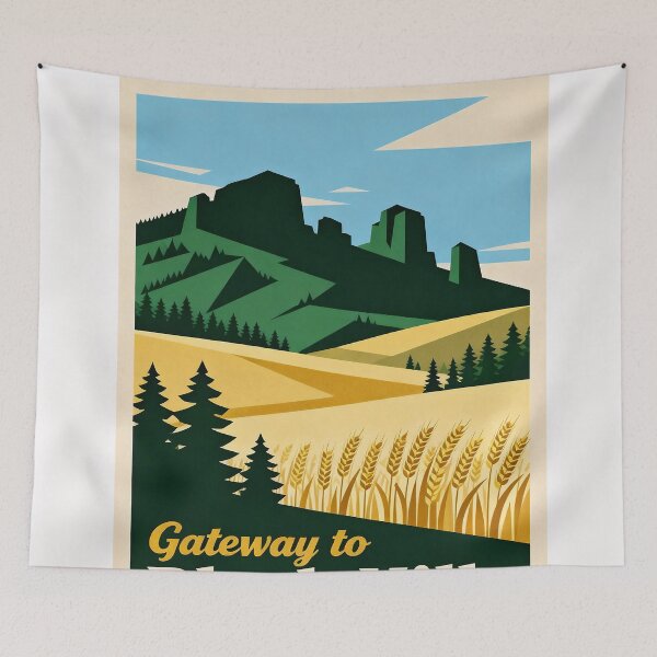 Item preview, Vintage Rapid City South Dakota Travel Poster – Gateway to Black Hills designed and sold by TrendSh0p.
