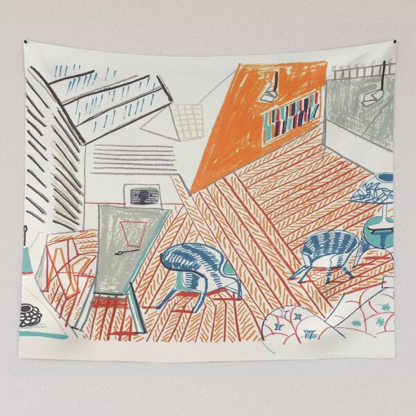 Item preview, Pembroke Studio With Blue Chairs And Lamp by David Hockney designed and sold by FEUVSD.