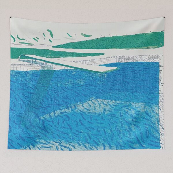 Item preview, Lithographic Water Made Of Lines, Crayon, And Two Blue Washes by David Hockney designed and sold by FEUVSD.