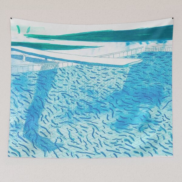 Item preview, Lithograph Of Water Made Of Thick And Thin Lines And Two Light Blue Washes by David Hockney designed and sold by FEUVSD.