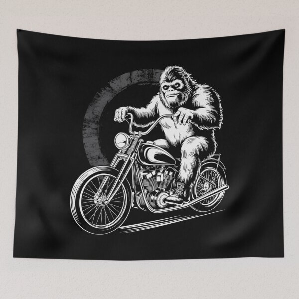 Item preview, Bigfoot Riding A Motorcycle Bike Funny Sasquatch designed and sold by DoorwayThreads.