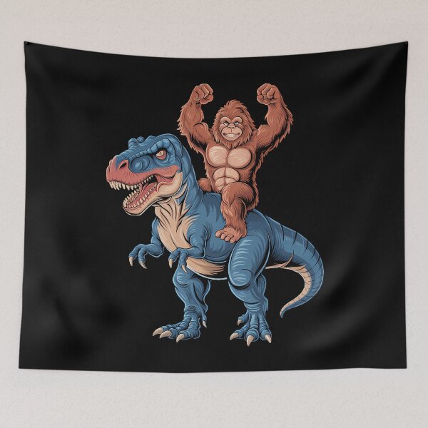 Item preview, Bigfoot Riding Dinosaur T Rex Funny Sasquatch Lovers designed and sold by DoorwayThreads.