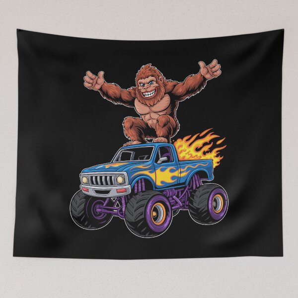 Item preview, Bigfoot Riding Monster Truck Funny Sasquatch designed and sold by DoorwayThreads.