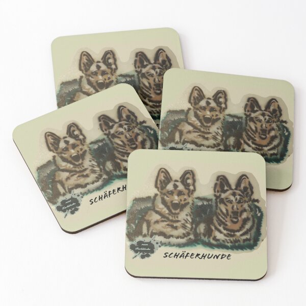 Item preview, Two German Shepherds lie in the grass. designed and sold by marysfarbklecks.