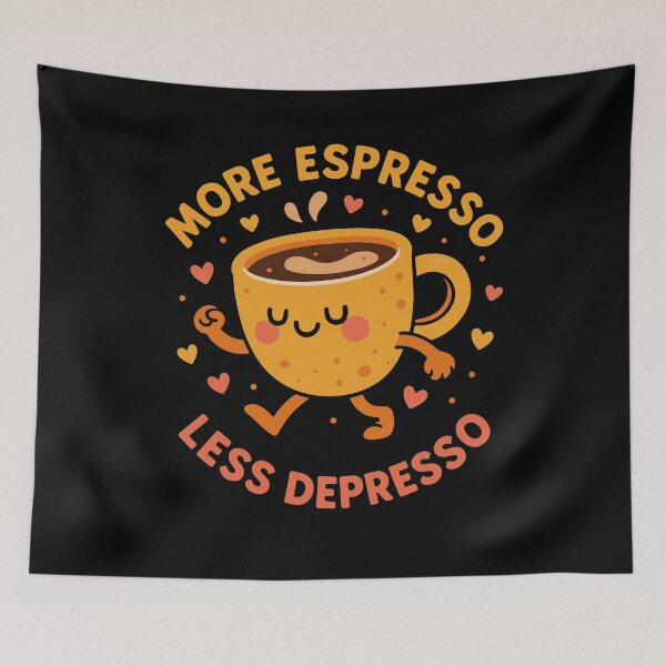 Item preview, More Espresso Less Depresso Coffee Lover Design designed and sold by LuminOrb.