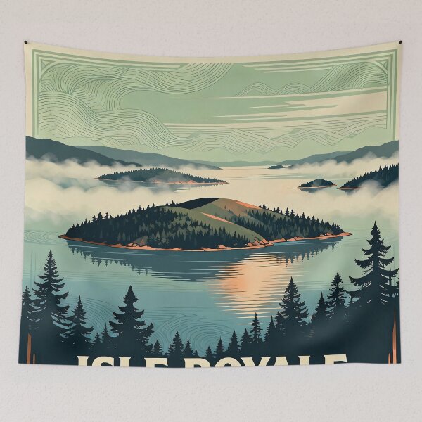 Item preview, Isle Royale National Park Vintage Travel Poster – Michigan's Hidden Wilderness designed and sold by TrendSh0p.