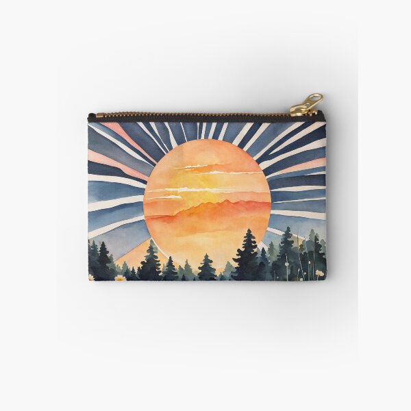 Item preview, Mountain sunset, Wildflowers landscape, sun rays, Boho sunshine designed and sold by ArticraftShop.