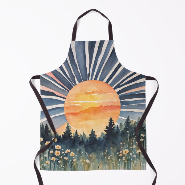 Item preview, Mountain sunset, Wildflowers landscape, sun rays, Boho sunshine designed and sold by ArticraftShop.