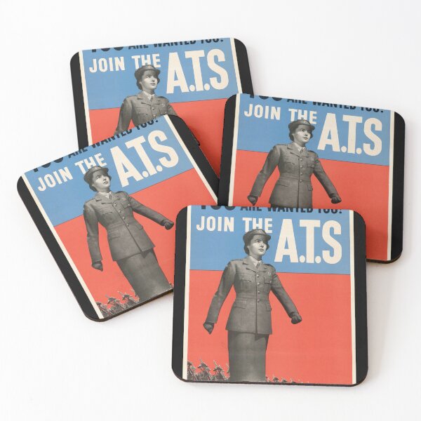 Item preview, World War II Women Recruitment Poster | Join the A.T.S. | Bold Colors & Strong Message | British Army Art Print designed and sold by artofuniverse.