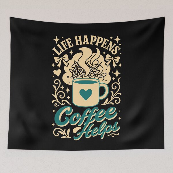 Item preview, Life Happens Coffee Helps Funny Coffee Design designed and sold by LuminOrb.