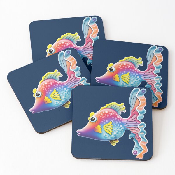 Item preview, Tropical Rainbow Fish Bold Ocean Sea Life Illustration on Navy Blue designed and sold by GingerFay.