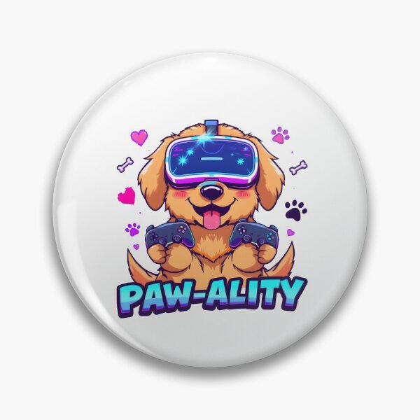 Artikelvorschau, Virtual Paw-ality – Kawaii Golden Retriever Gamer mit VR-Headset entworfen und verkauft von Snackwear Apparel.