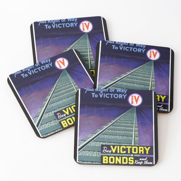 Item preview, Vintage WWII Propaganda Poster | Buy Victory Bonds Now | Bold Colors & Geometric Shapes | Railway Tracks Symbolism designed and sold by artofuniverse.