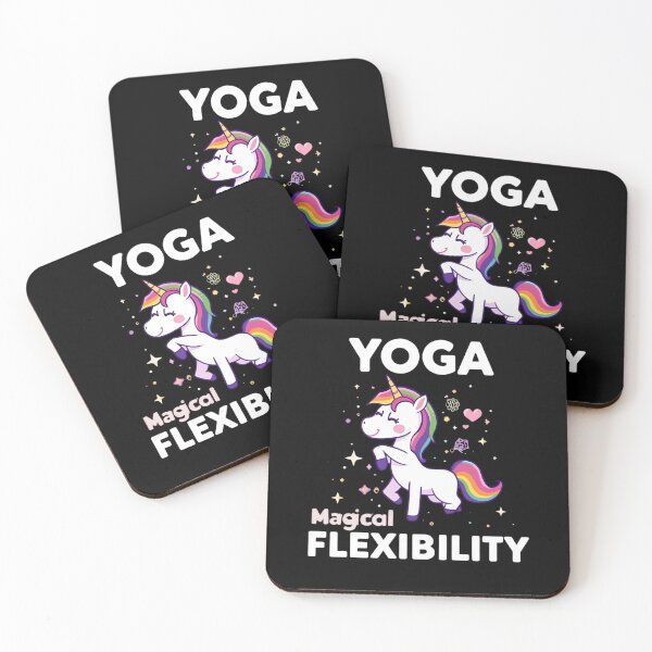 Item preview, Unicorn doing yoga pose and rainbow aura shining, Magical Flexibility 4 designed and sold by Neon G.