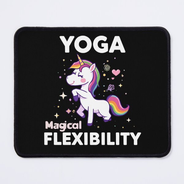 Item preview, Unicorn doing yoga pose and rainbow aura shining, Magical Flexibility 4 designed and sold by Neon G.