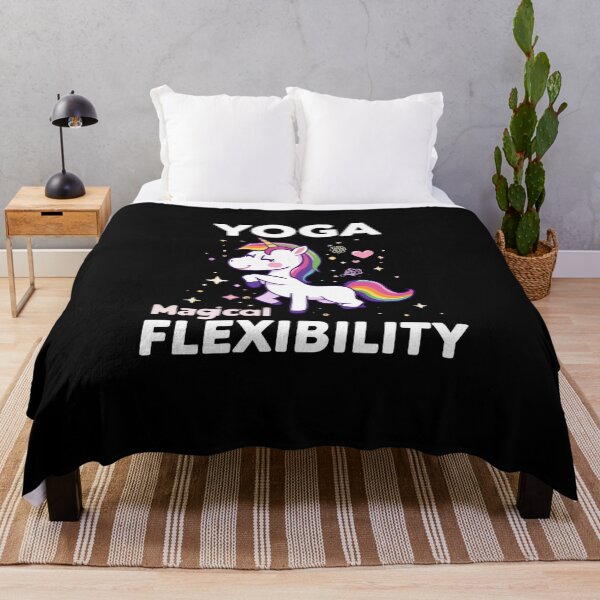 Item preview, Unicorn doing yoga pose and rainbow aura shining, Magical Flexibility 4 designed and sold by Neon G.