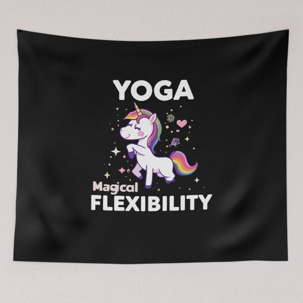 Item preview, Unicorn doing yoga pose and rainbow aura shining, Magical Flexibility 4 designed and sold by Neon G.