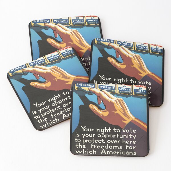 Item preview, WWII Propaganda Poster | American Freedom & Democracy Art | Vote to Protect Your Rights | Vintage Patriotic Wall Decor designed and sold by artofuniverse.