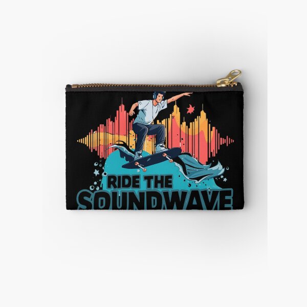 Item preview, Ride the Soundwave – skateboarder surfing on giant colorful soundwave with headphones on 4 designed and sold by Neon G.