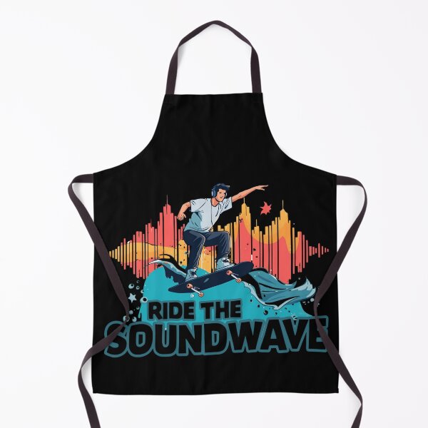 Item preview, Ride the Soundwave – skateboarder surfing on giant colorful soundwave with headphones on 4 designed and sold by Neon G.