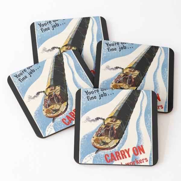Item preview, WWII British Propaganda Poster | Canal Workers Morale Boost | Carry On Series Art | Vintage 1940s Wall Decor & Home Office Print designed and sold by artofuniverse.
