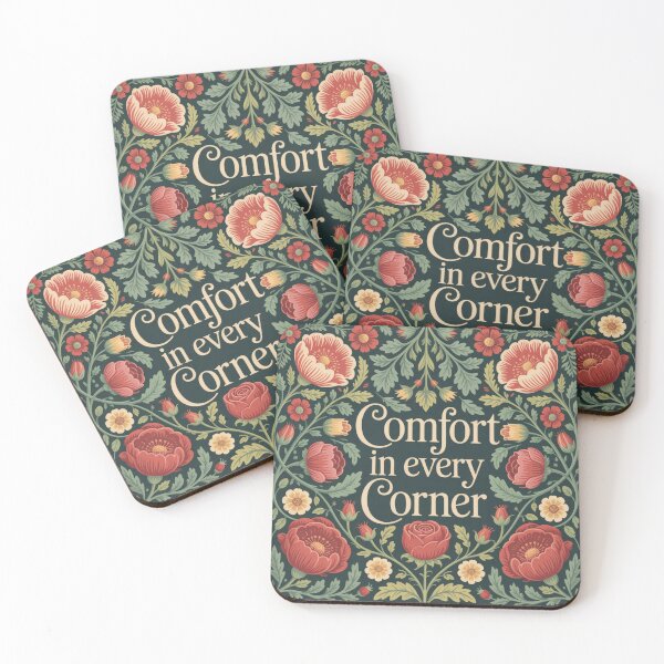Item preview, Havenora Floral Print – Vintage Folk Art Flowers with Cozy Home Comfort Quote  Comfort in every corner'  designed and sold by Heritage Hive Studio.