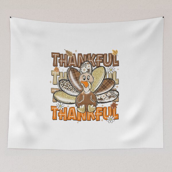 Item preview, Flower Glitter Thankful , Turkey Day designed and sold by vintagearttee.