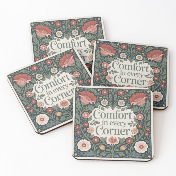 Item preview, Roswyn Floral Print – Vintage Folk Art Flowers with Cozy Comfort Quote 'Comfort in every corner'  designed and sold by Heritage Hive Studio.