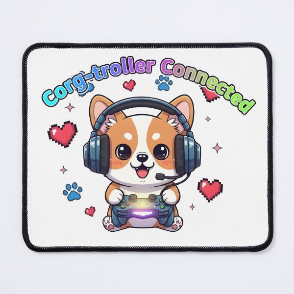 Item preview, Corg-troller Connected – Cute Kawaii Gamer Corgi with Headphones designed and sold by Snackwear Apparel.