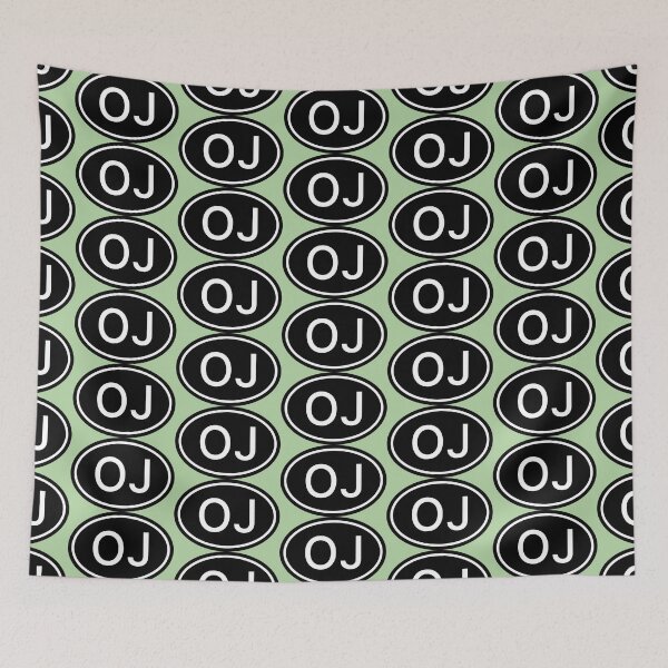 Item preview, OJ Initials Monogram Oval White Letters designed and sold by Jeallan Designs.