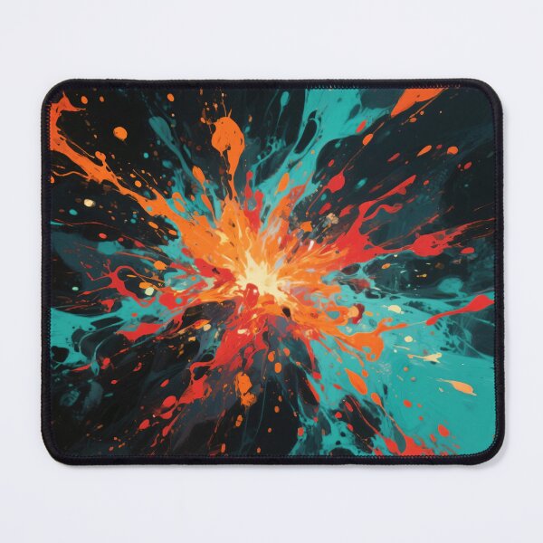 Item preview, Explosive Abstract Paint Splash with Fiery Red, Orange, and Cool Teal Colors Bursting on Dark Background designed and sold by Mimoshi ⭐⭐⭐⭐⭐.